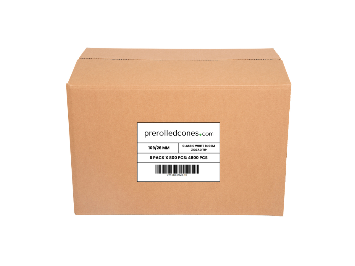 109mm Prerolled Cones - Classic White (4800 Cones per Case) (TEST)